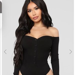 Off the Shoulder Black Bodysuit